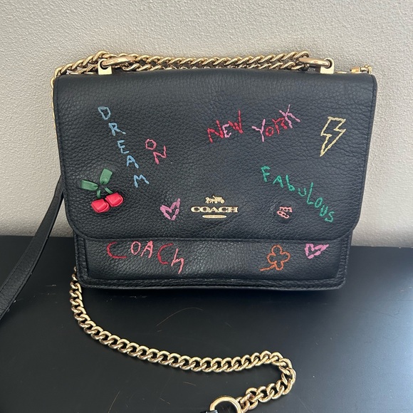 Coach Klare Diary Embroidered Black Leather Crossbody Bag C8283 - Picture 4 of 15